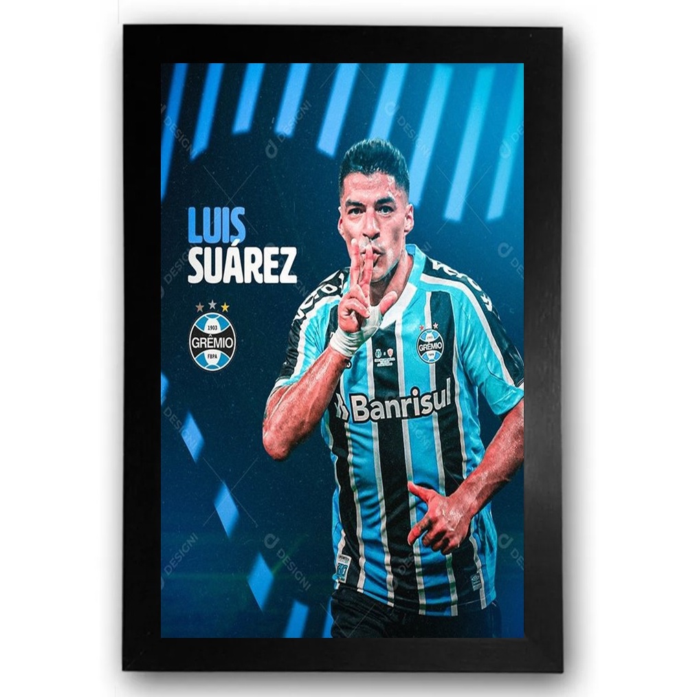Quadro Luis Suárez Grêmio moldurado Grande 30x40 cm A3 cod.6