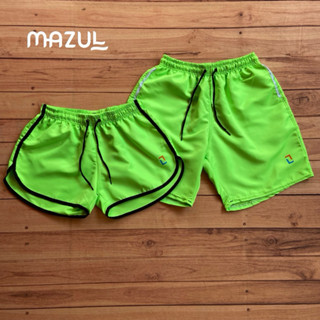 KIt Shorts Bermuda Praia Casal Namorados Combinando Iguais Neon Verde