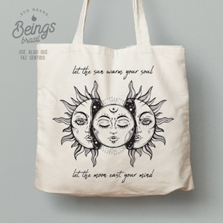 Ecobag Sacola 100% Algodão cru - Sol e Lua