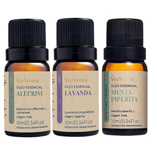 Óleo Essencial Lavanda + Alecrim + Menta Piperita Via Aroma em Oferta na Shopee