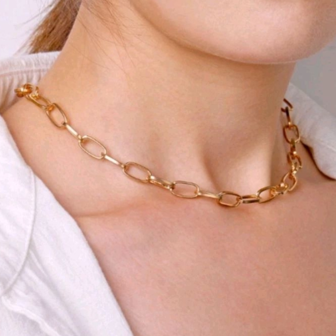 Corrente Colar Feminino Simples Elegante Delicado Gargantilha Minimalista Dourado choker colares gargantilha feminina com corrente da moda Delicada Sem Pingente