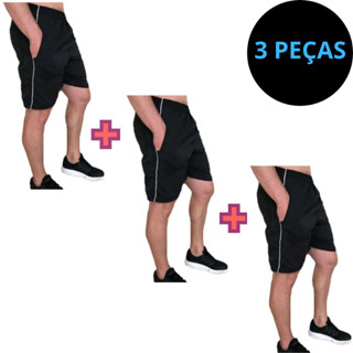 Bermuda Tactel Masculina Short Tectel Do M ao Plus Size 3 Peças