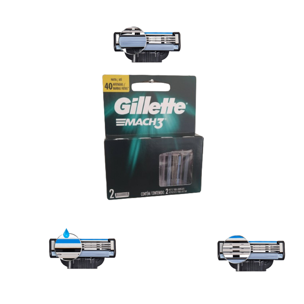 Carga Mach 3 Para Barbear Refil Gillette Lamina Barbear 2 Unid