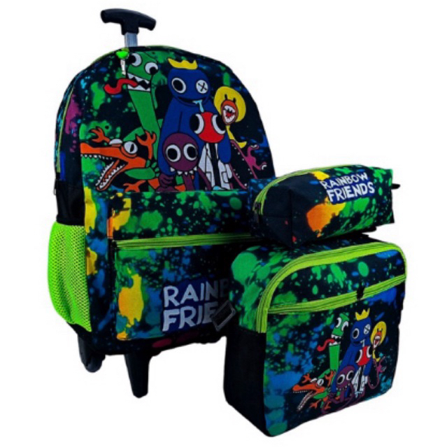 Kit Mochila Rainbow Friends escolar juvenil rodinha Lancheira Térmica e estojo