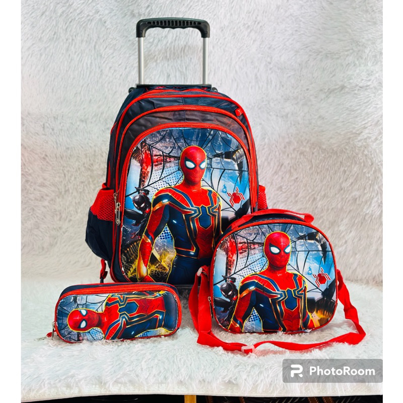 Kit Mochila Escolar Infantil Rodinhas Homem Aranha Tam G desenho 3 D em Oferta na Shopee