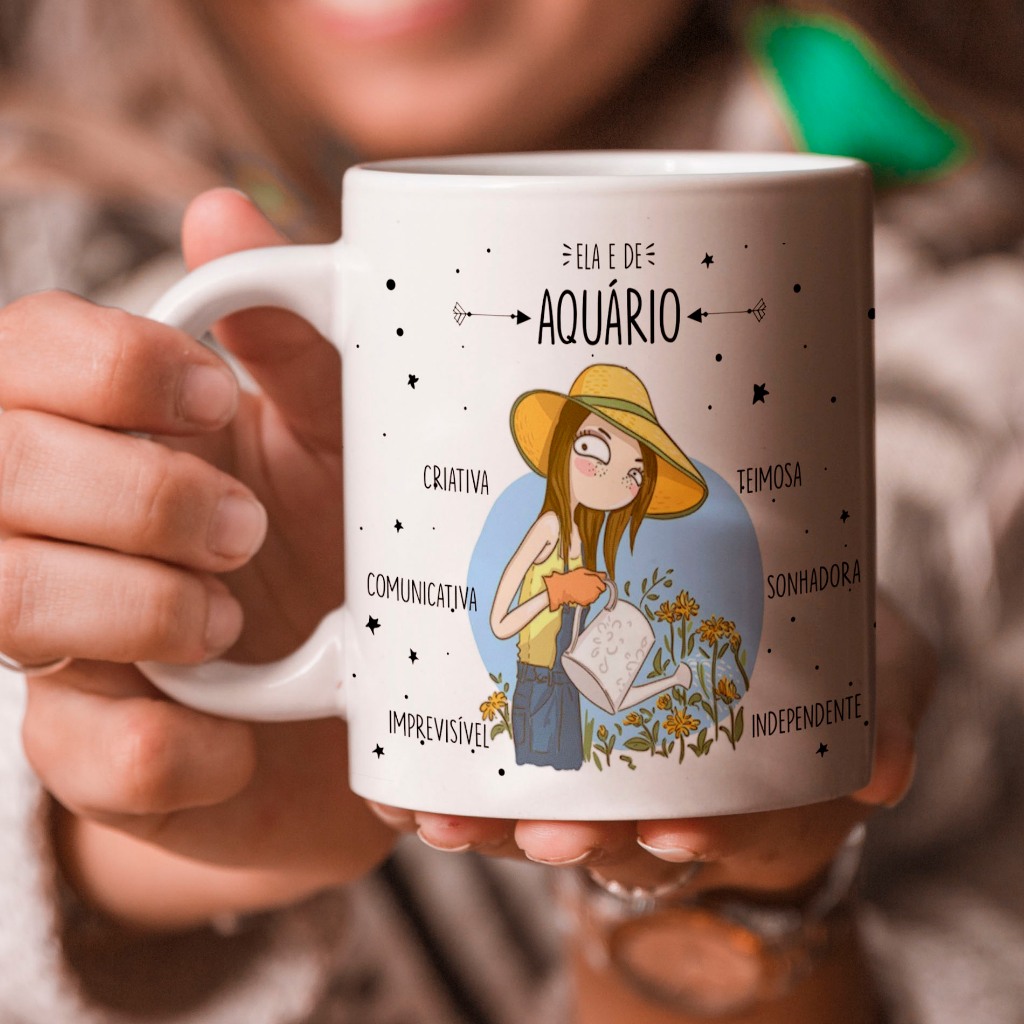 Imagem Caneca Personalizada Ela é de Signos do Zodíaco Todos os Signos Menina Mulher