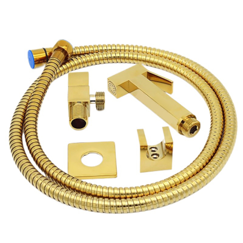 Ducha Higiênica Completa Quadrada Metal Dourada / Preto / Cromado Banheiro inox