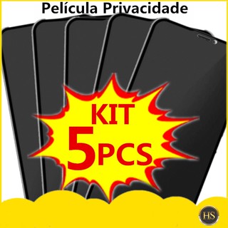 KIT Com 5 Película Privacidade 3D Anti Spy Samsung A10/A20/A30/A10S/A20S/A02/A02S/A03S/A22 4G/A32 4G/A52S