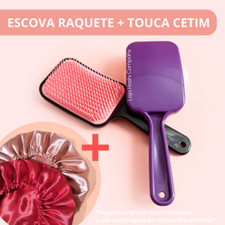 Kit Escova RAQUETE e Touca Cetim Anti-Frizz Sem frizz Desembaraçadora Cabelo Batato