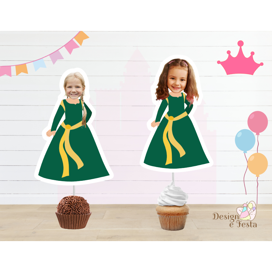 topper para docinhos Princesa MERIDA , Topper de doce, topper rostinho personalizado, festa de aniversário infantil
