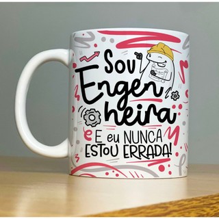 Caneca Personalizada de porcelana – Profissão: Sou Engenheiro - Sou Engenherira - Com Flork - 325ML em Oferta na Shopee