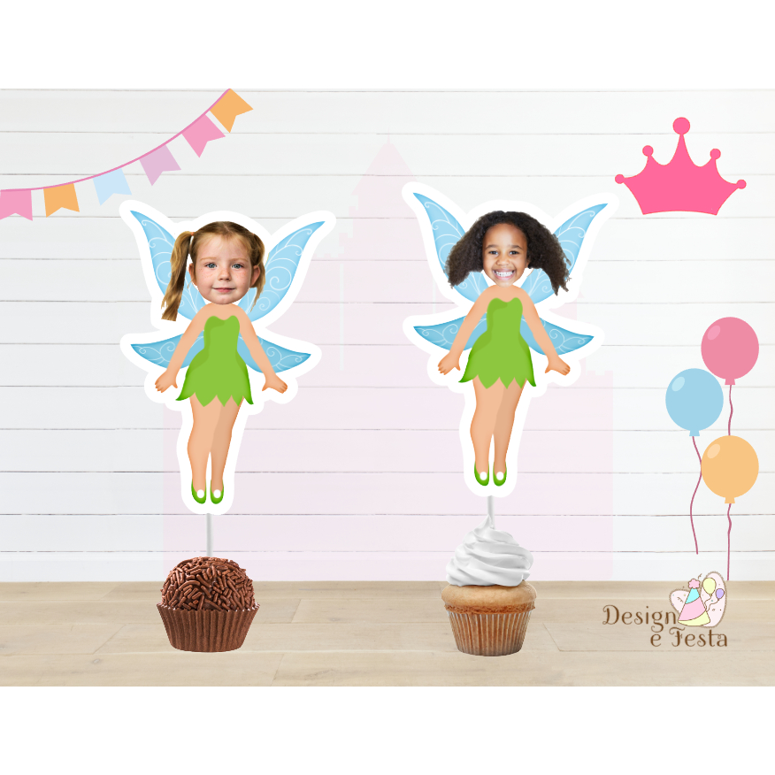 topper para docinhos Princesa TINKER BELL - SININHO Peter Pan Topper de doce, topper rostinho personalizado