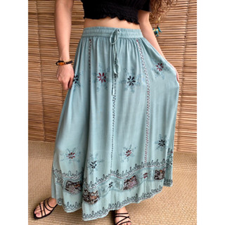 Saia Indiana Longa Hippie Cigana Moda Indiana Bordada Boho Estilo Alternativo