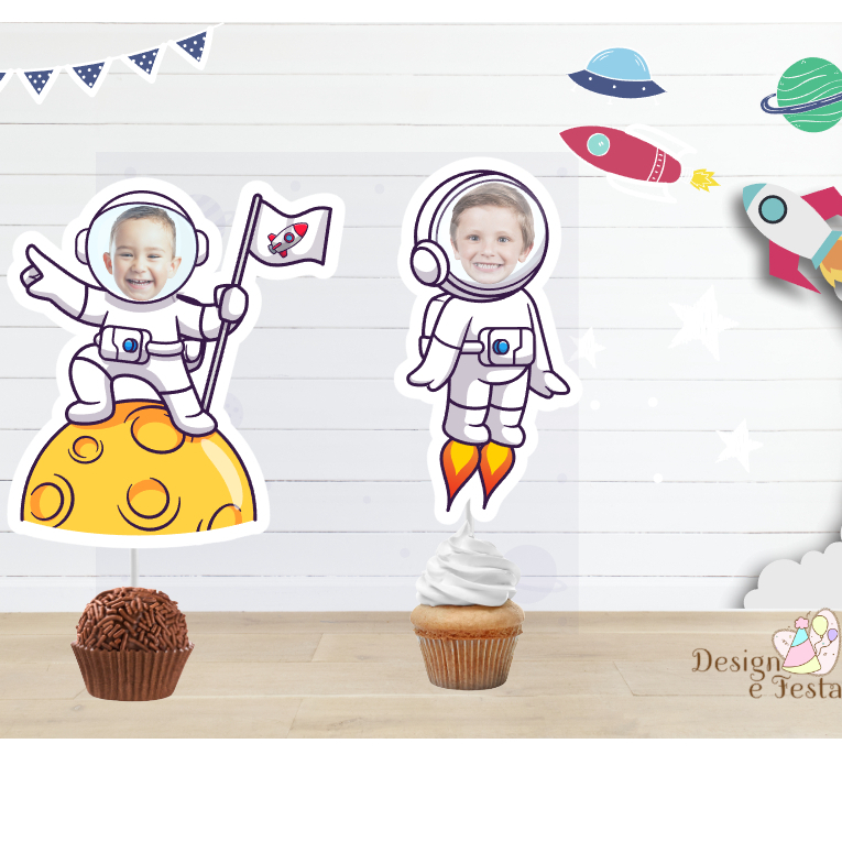 30 topper para docinho ASTRONAUTA Topper de doce, topper rostinho personalizado, festa de aniversário infantil menino, topper para brigadeiro, beijinho ,  topper para só um bolinho, topo para doce