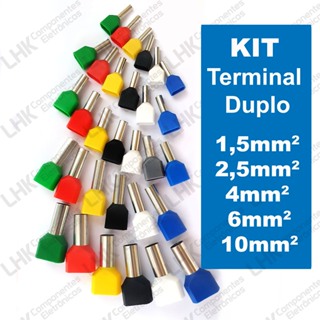 Kit Terminal Tubular Ilhós DUPLO 1,5mm 2,5mm 4mm 6mm 10mm em cores sortidas em Oferta na Shopee
