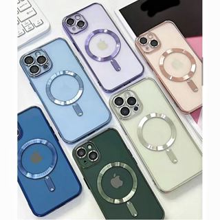 Capa Magnética chapeamento colorida Para iphone Com Borda Colorida Para Carregador Sem Fio