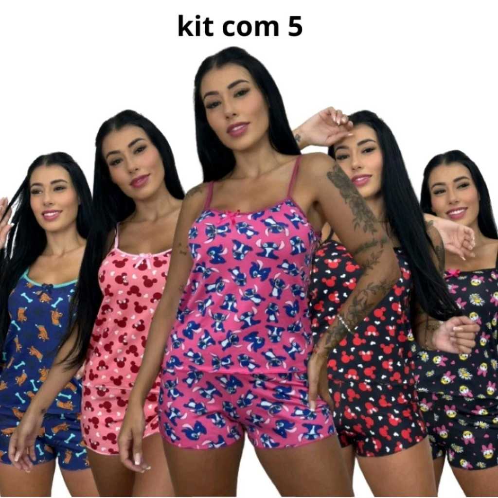 Kit 5 Baby Doll de Dormir Pijama Short Doll em Oferta na Shopee