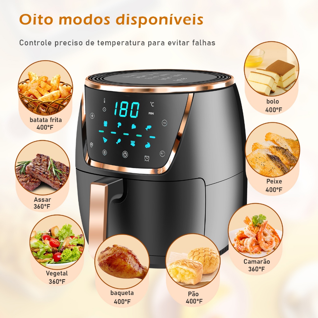 COIBEU® Fritadeira inteligente Air fryer Automático Grande Capacidade Mecânico Knob Digita...