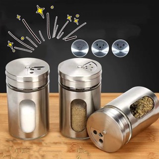 Saleiro Pimenteiro Porta Condimentos Paliteiro Vidro Aço Inox Com Visor Premium Multiuso em Oferta na Shopee