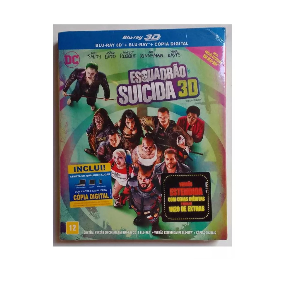 Blu Ray Esquadrão Suicida 2 Discos - Blu ray 3D mais Blu ray normal