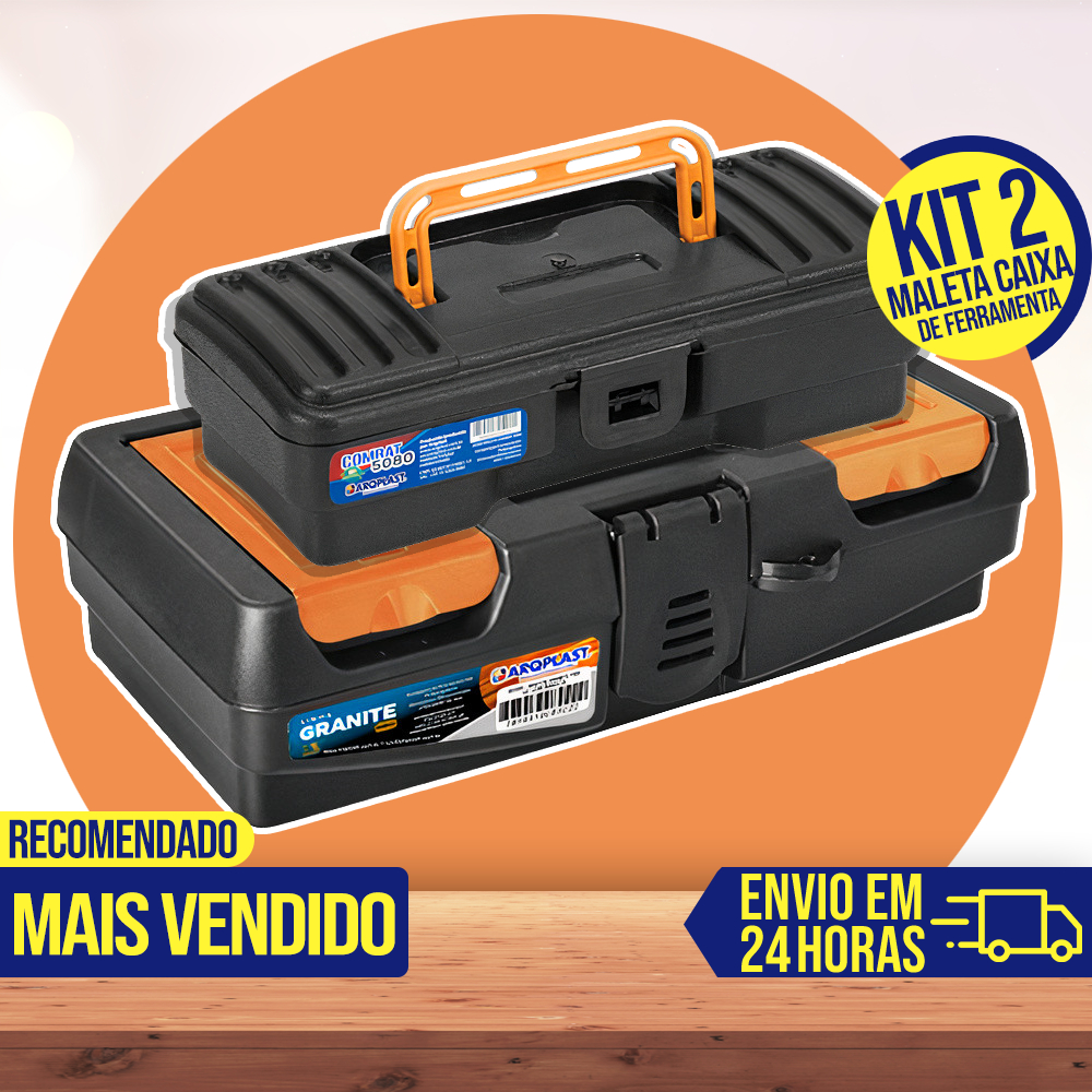 Kit 2 Maleta Caixa de Ferramentas Plástica Grande Completa Organizadora Resistente Eletricista Pesca em Oferta na Shopee