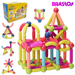 68/128 Pecas Conjunto de ímã Bolas E Varas Magnéticas Brinquedo Para Crianças em Oferta na Shopee