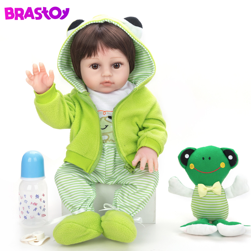 Brastoy Bebê Reborn Boneco Menino Silicone Original Olhos Castanhos 48cm - Mom & Baby