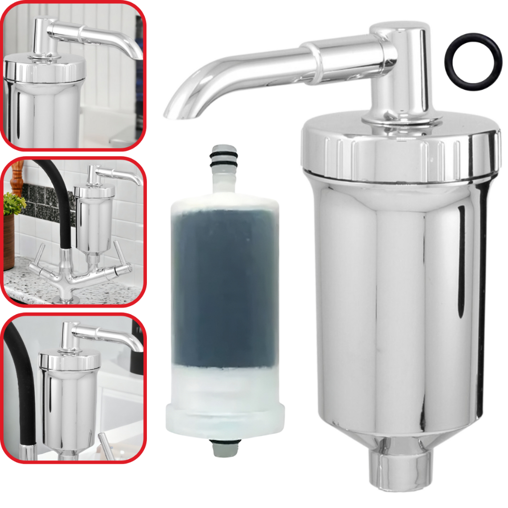 Copo ABS Torneira Filtro Cromado Com Vela Refil Carvão Ativado Para Torneira Filtro Pro-Saúde