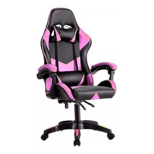 Imagem Cadeira Gamer Cor Rosa Ergonômica Estofado Couro Sintético