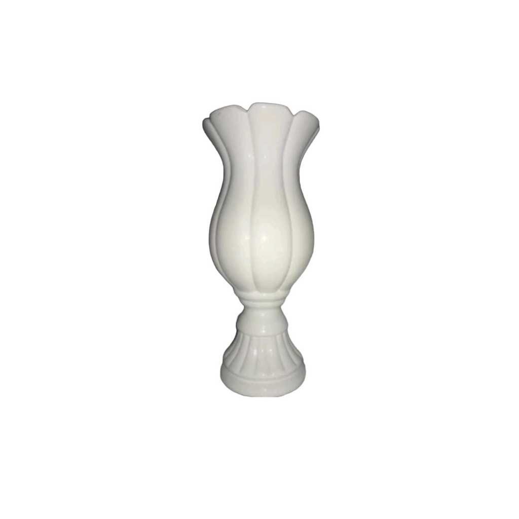 Taça Vaso Tulipa 30cm Cerâmica branco