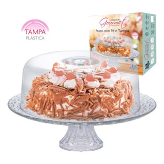 Prato E Pé De Vidro E Tampa Acrilica Boleira Gourmet Ruvolo em Oferta na Shopee