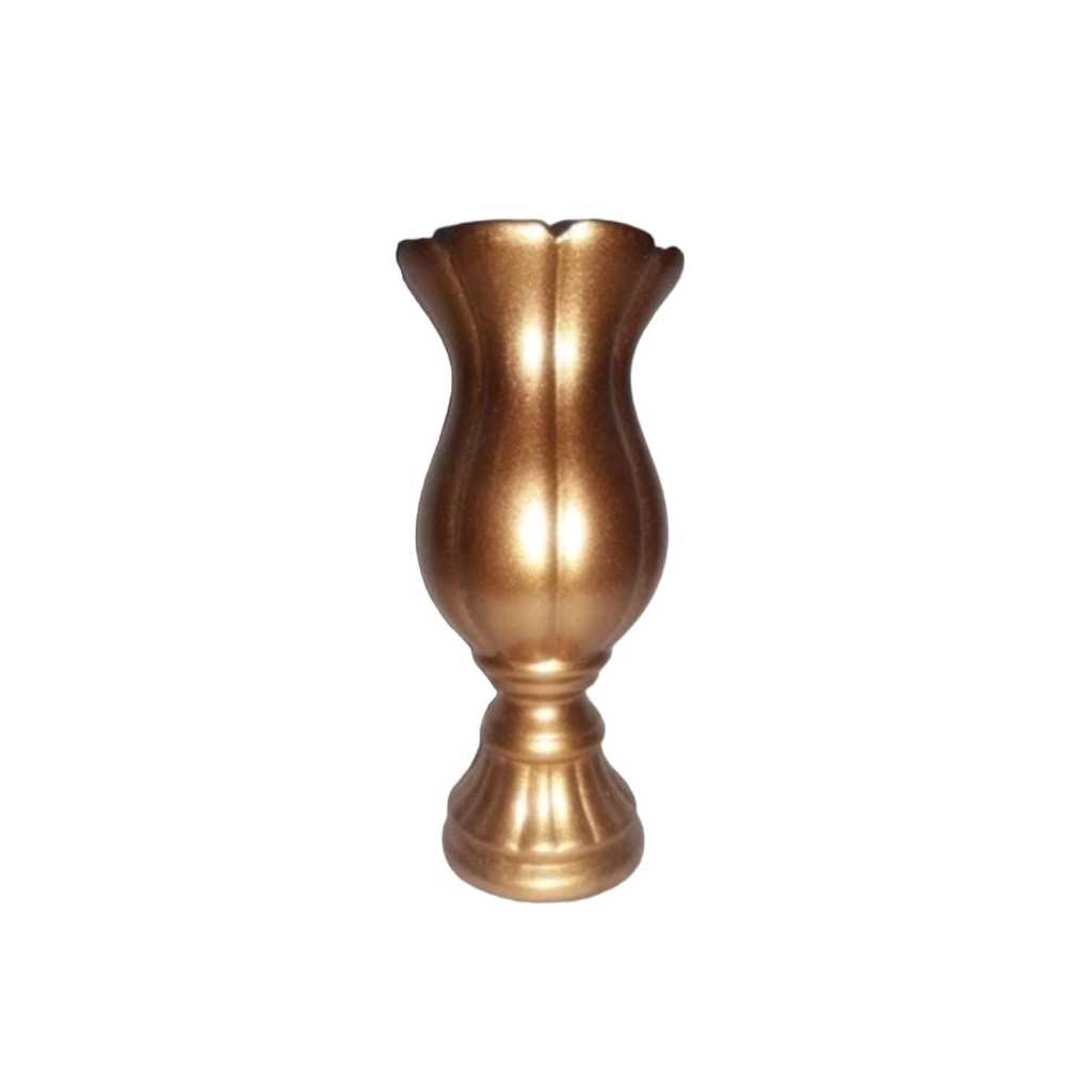 Taça Vaso Tulipa 30cm Cerâmica dourado