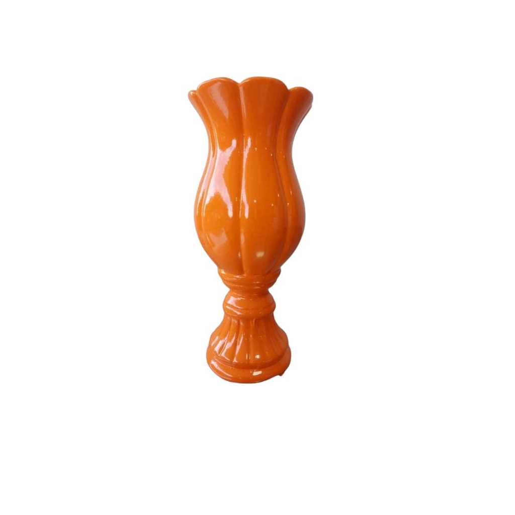 Taça Vaso Tulipa 30cm Cerâmica laranja