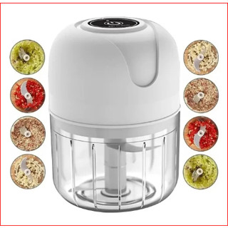 Mini Triturador Processador Moedor Elétrico Carne Vegetais Alho Fruta Amendoim Recarregável USB.