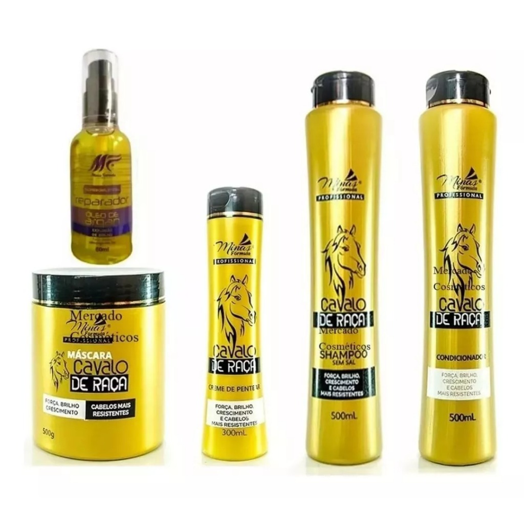 Kit Cavalo De Raça c/4 Minas Fórmula + Reparador De Pontas 60 Ml