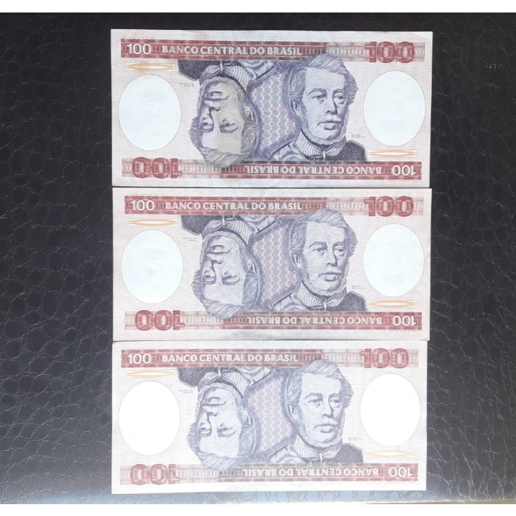 Cédulas Cem Cruzerios - Duque de Caxias - valor das 3 cédulas.