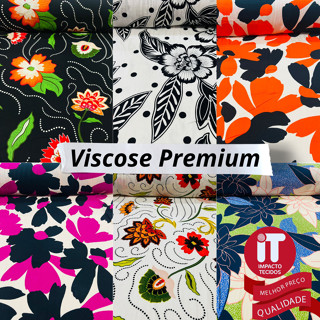 Tecido 100% Viscose Estampado 1 metro x 1,46m Largura Padrão