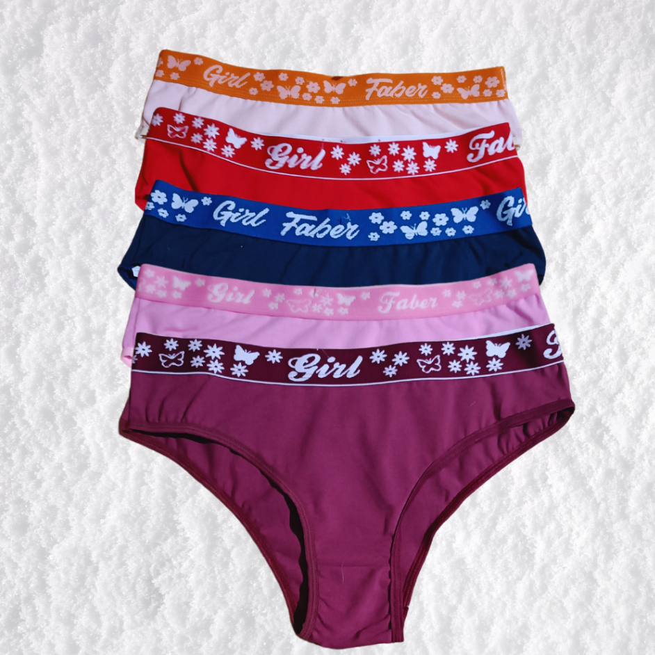 Kit 5 calcinha de algodão cotton tanga conforto cós largo feminina