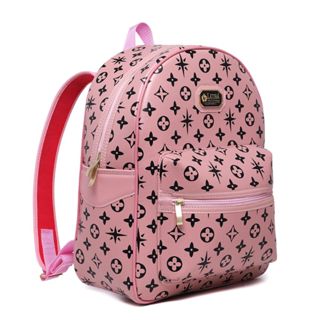 Mochila Feminina Em Couro Reforçada Premium Rosa Delicada Bolsa LV Luisa Victoria