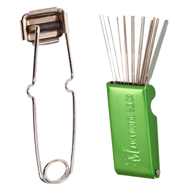 KIT ACENDEDOR CENTELHADOR P/ MAÇARICO + AGULHEIRO LIMPADOR