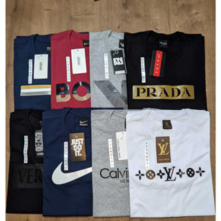 Kit 5 Camisa Masculina Marcas Estampas Variadas Blusa Camiseta Básica Casual Estampada Malha Penteada 100% Algodão fio 30,1 Estampas Variadas