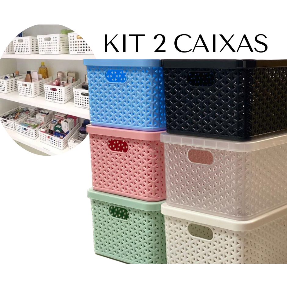 KIT 2 Caixas Organizadoras Aramadas com Tampa Kcaza 3,5L