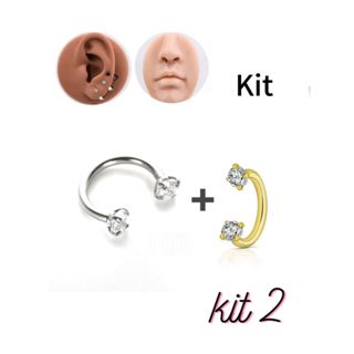 kit 2 Piercing para Nariz/Cartilagem helix brinco com Zircônia