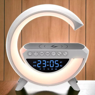 Caxinha de Som G -Speaker Com Relógio Luminária Bluetooth Carregador Sem Fio Led Luz Rgb C...