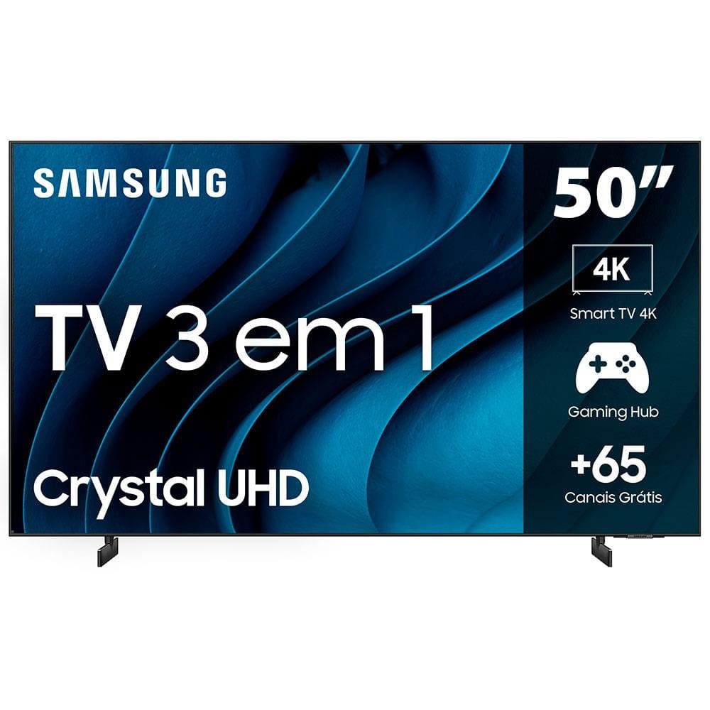 Smart TV 50" Crystal 4K Samsung CU8000, Dynamic Crystal Color, Gaming Hub, Design AirSlim, Tela sem limites, Alexa built in, Controle Remoto Único