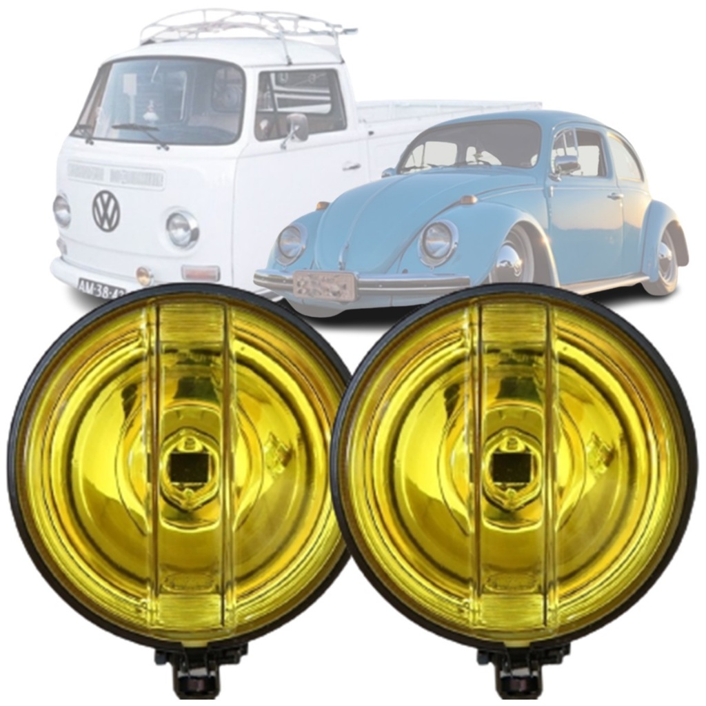 Kit Farol Auxiliar Redondo Fusca Brasilia Ambar Completo