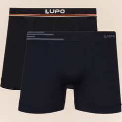 Kit Com 2 Cuecas Boxer Box De Microfibra Sem Costura Lupo Original Modelo Básico Liso - Pronta Entrega