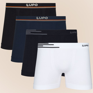 Kit Com 4 Cuecas Boxer Box De Microfibra Sem Costura Lupo Original Modelo Basico Liso - Pronta Entrega