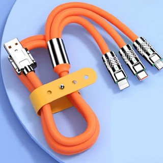Cabo Carregador Tipo-C USB 3 Em 1 Rápido Universal 120w 6A Lightning Micro USB Resistente 1,2m