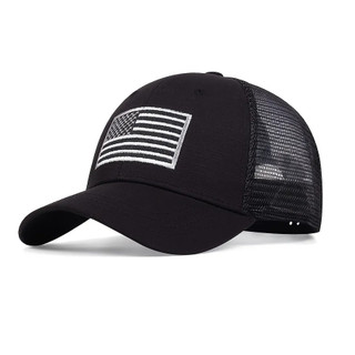 Boné Gorro Trilhas Camping Golfe Algodão Bordado Bandeira USA Redinha Preta
